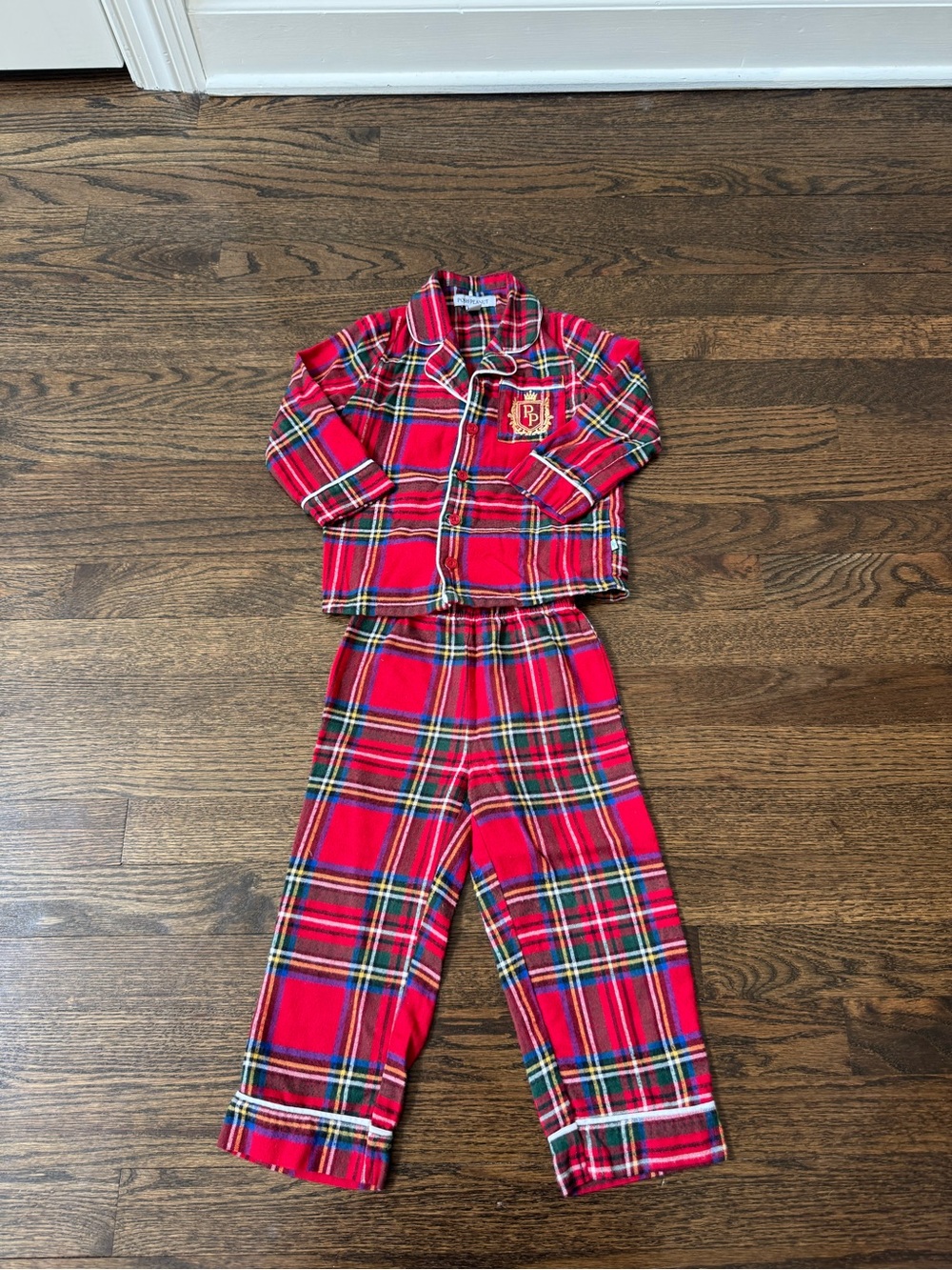 Kids Posh Peanut Red Plaid Kids Pajama Set 2T